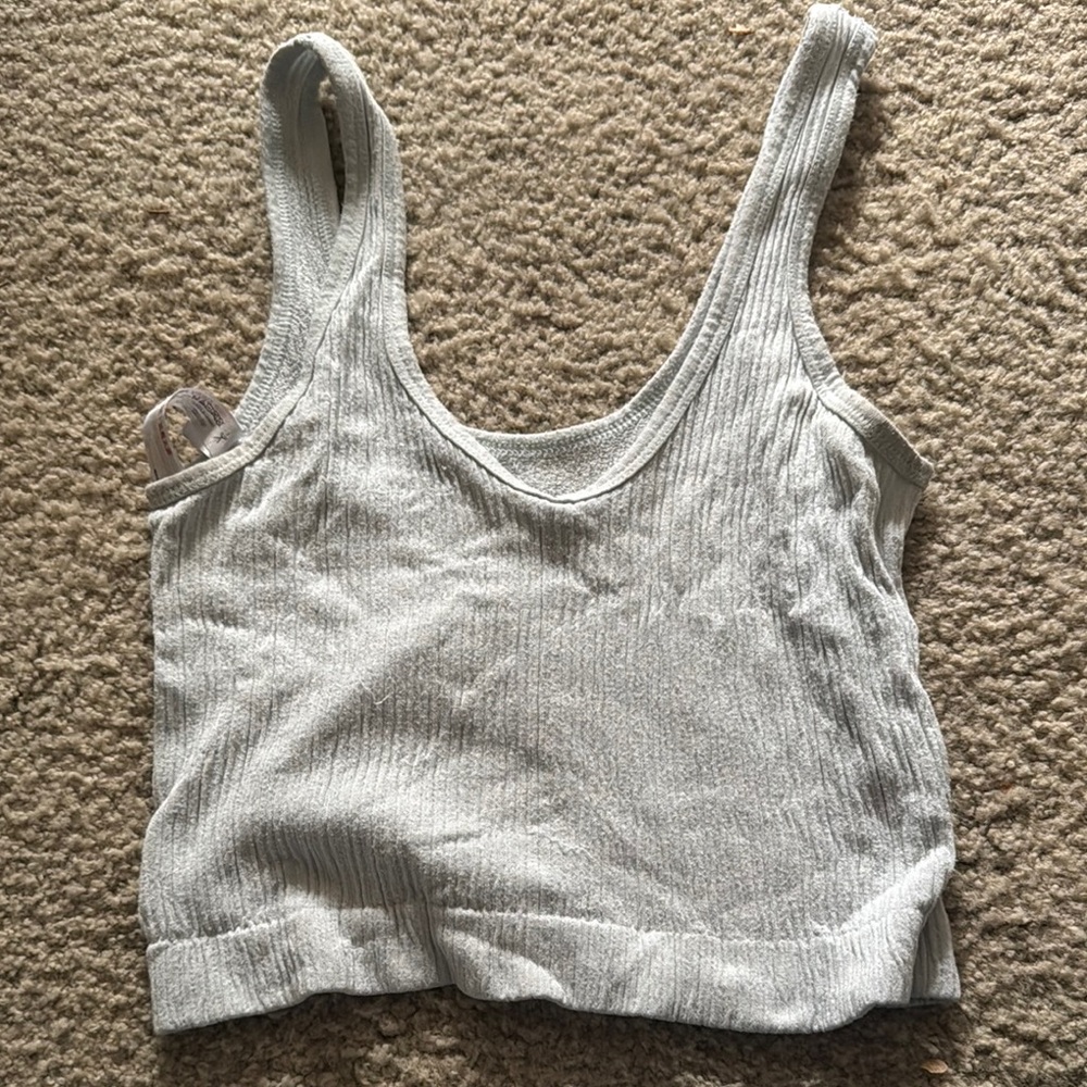 American Eagle Outfitters Gray Ribbed Crop Top